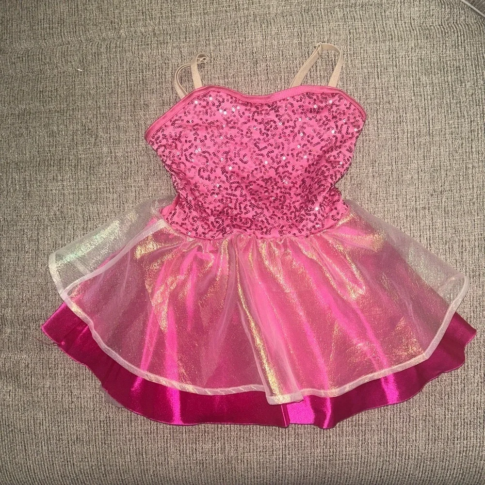 Weissman Pink and Gold Sequin Dance Costume